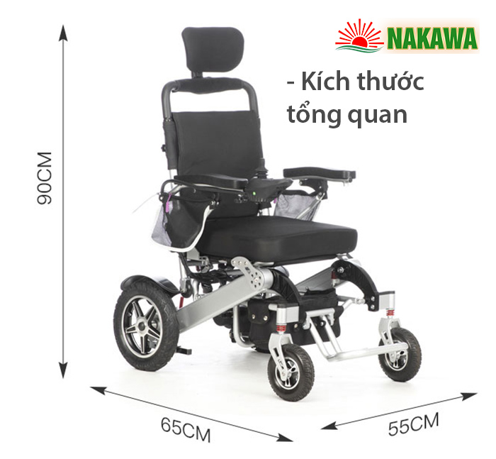 kích thước tổng quan xe lăn điện Nakawa